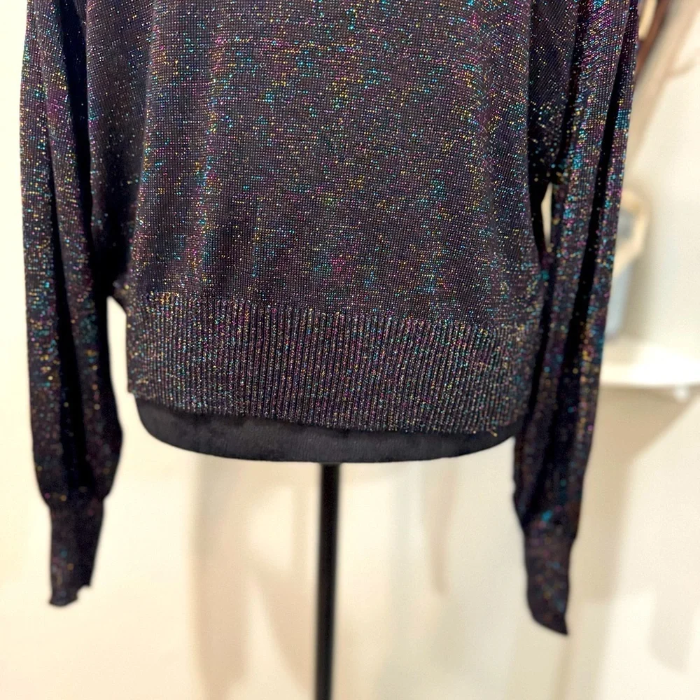 Joseph A Shimmer Cardigan | Holiday Glam Sweater | Sparkle Knit S